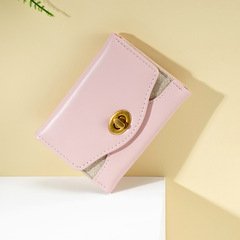 韓版女士短款錢包可愛大容量多卡位簡約 ins學生鎖扣三折零錢包潮