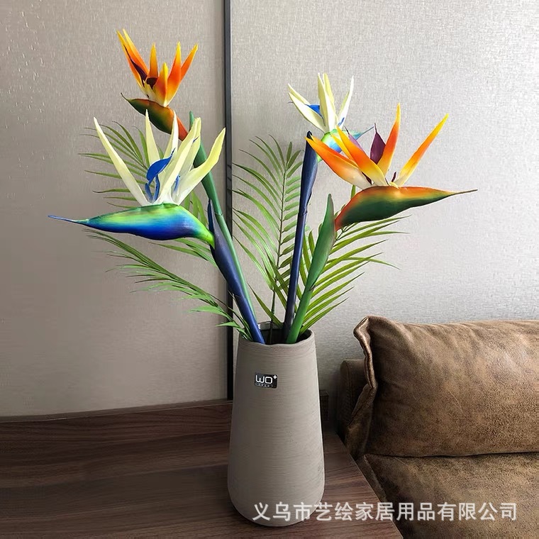 Feel Simulation Paradise Bird PU Cranowanglan Hotel Lobby Wedding Pot Fake Flower Green Plant Shape Flower Arranging