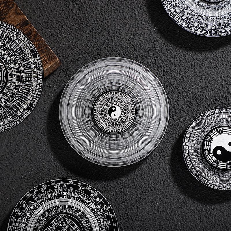 Gyro de la yema del dedo Taiji chisme brújula juguete negro tecnología Yi Jing 64 hexagrama giroscopio giratorio descompresión artefacto