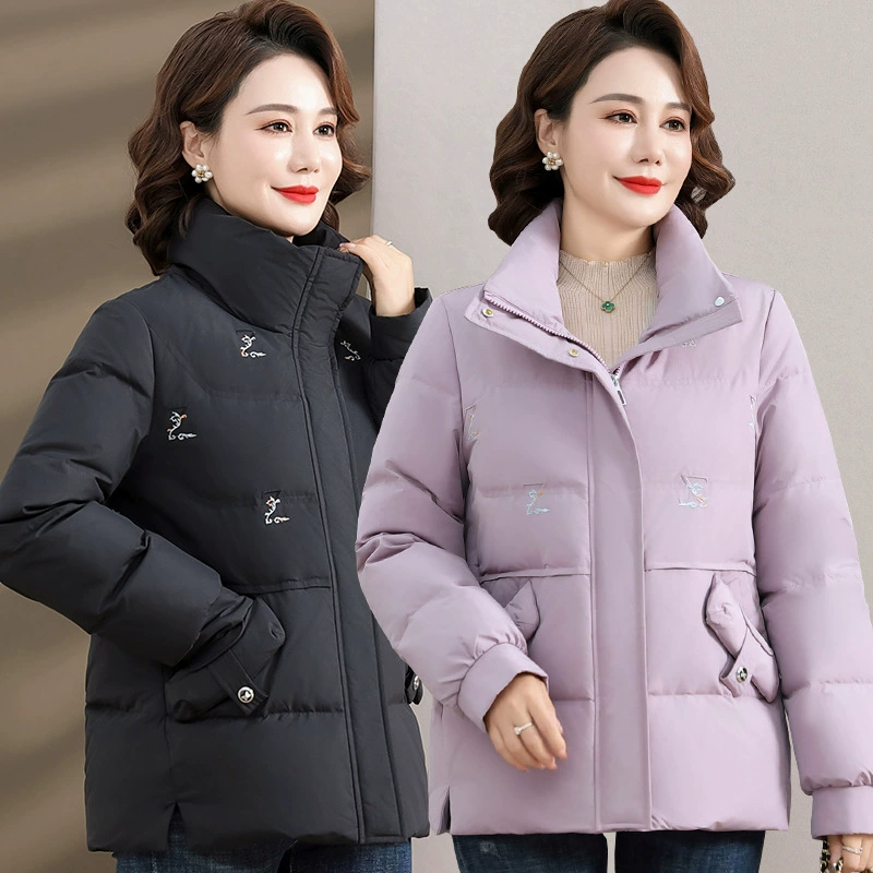 Мама благородный толстый пуховик среднего возраста женский осенне-зимний костюм маленький пожилой мужчина с воротником с вышивкой хлопчатобумажная куртка