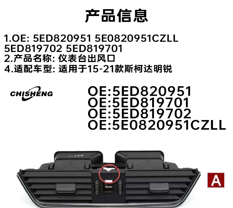 5Ed820951 5E0820951Czll 5Ed819702 Is Suitable for 15-21 Models of Skoda Octavia Air Vents