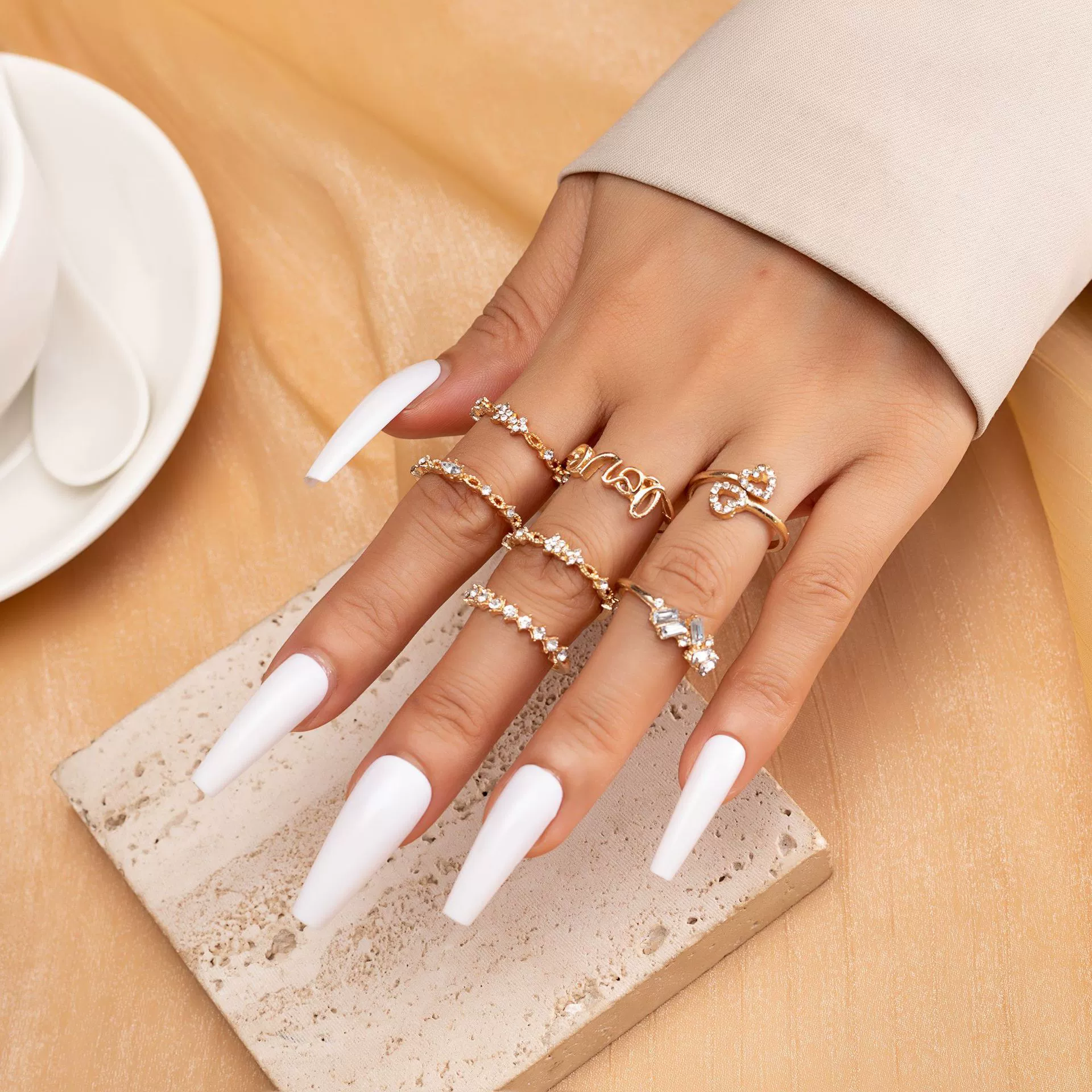 Золотое модное кольцо, набор, Aliexpress, европейский стиль, оптовая