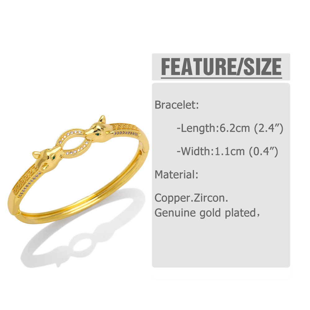 Fashion Creative Starry Nail Clasp Leopard Head Copper Bracelet