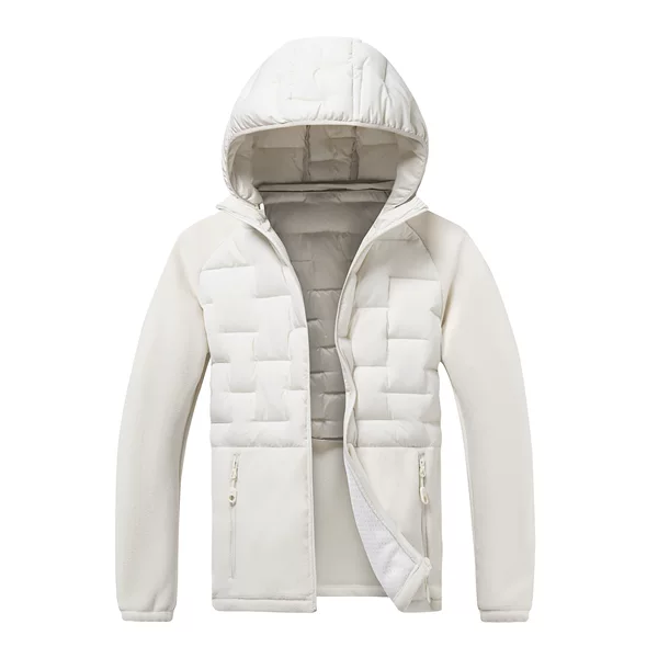 2026 Autumn/Winter New Men's Hooded Lightweight Cotton Jacket, Ribbed Jacket, Patchwork Warm Coat, Cross-Border Foreign Trade Men's Clothing