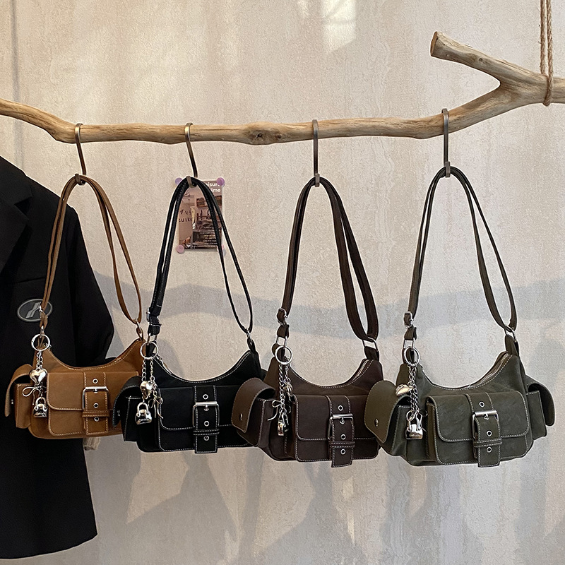 Vintage Biker Small Shoulder Bag With Multi-pockets For Women_voghion.com