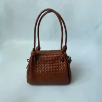 Ретро плетёная сумка через плечо, ручная плетёная корзинная сумка, 24×13×18 см