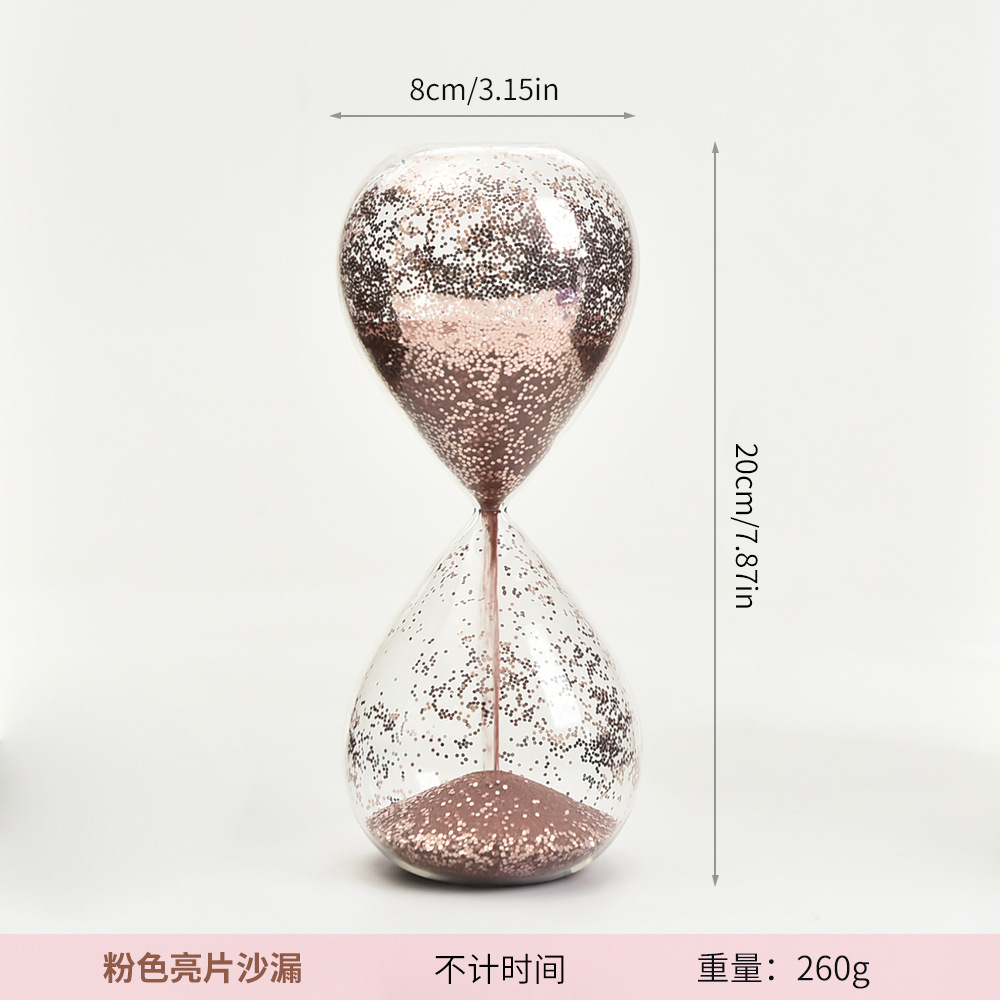 Creativo reloj de arena de vidrio con lentejuelas rosa, estilo moderno, decoración del hogar de moda, decoración del gabinete de TV del escritorio