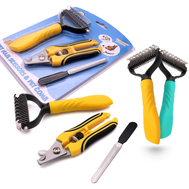 Прямые продажи с фабрики SJ003, набор из трех частей для ухода за домашними животными, завязывающаяся расческа, ножницы для домашних животных, ножницы для ногтей, напильник