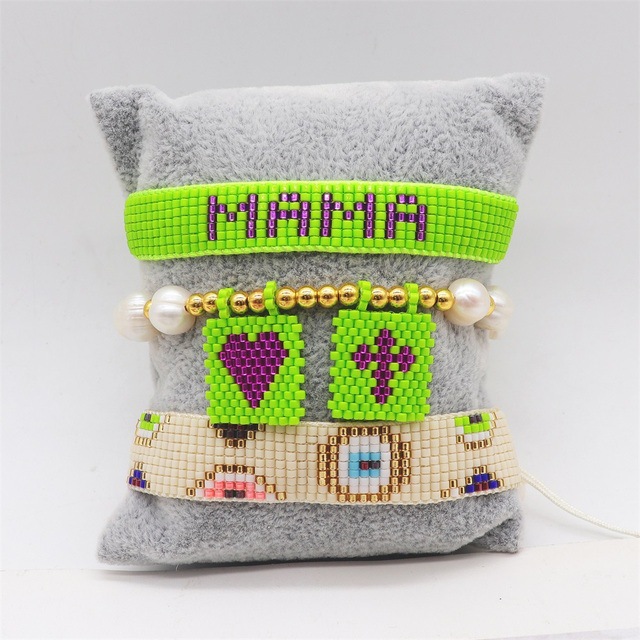 1 Set Quantity Party, Street Occasion Sweet Heart Shape Eye Glass Wholesale Beaded Bracelets