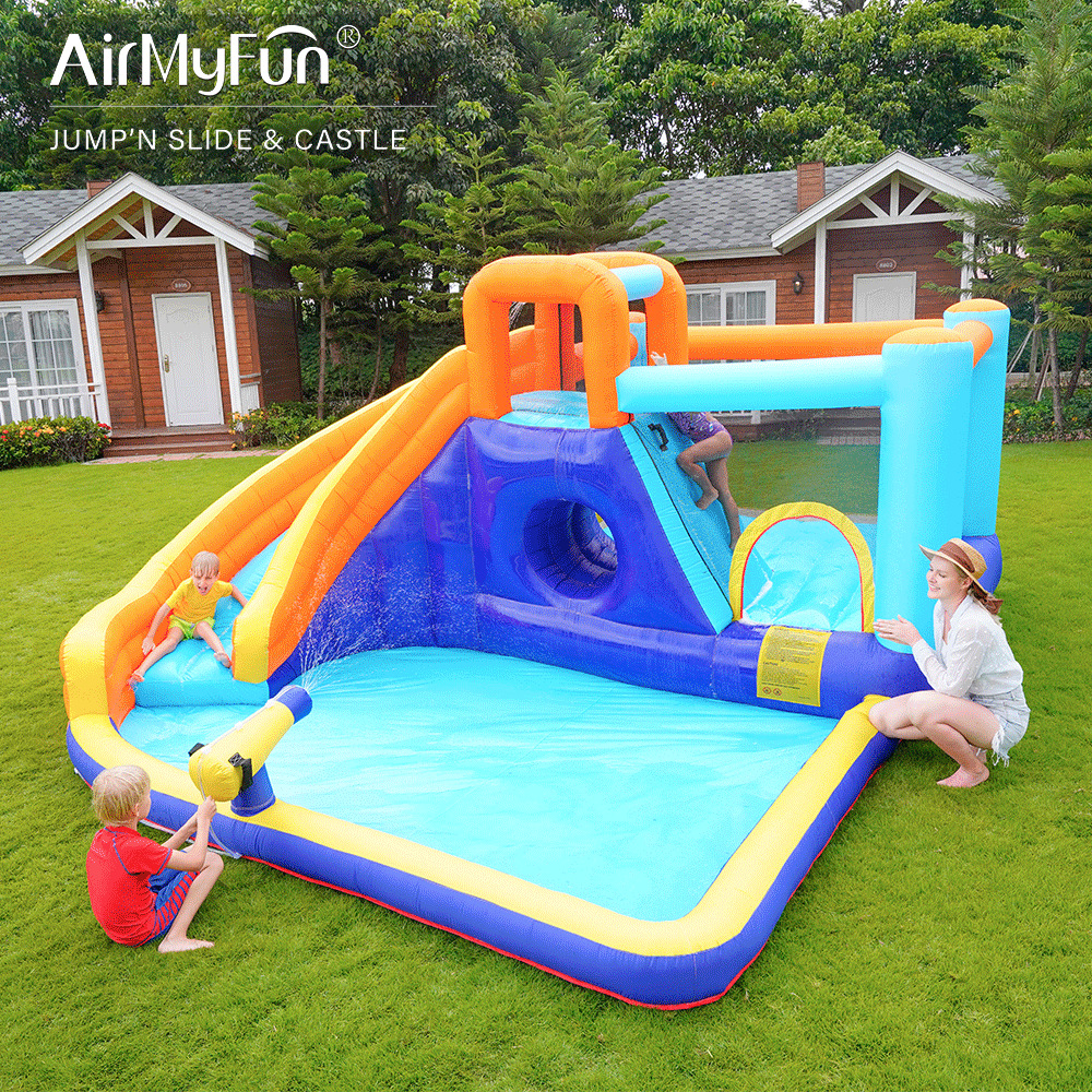 Castillo inflable para uso doméstico, tobogán acuático para niños, trampolín inflable, pequeñas instalaciones de parque de atracciones para interiores y exteriores, castillo inflable