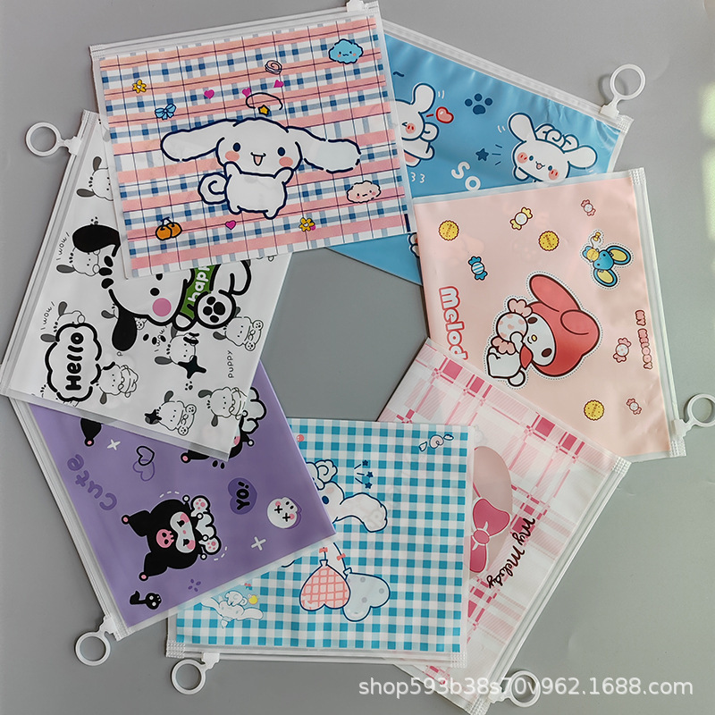 Color Cartoon Frosted Zipper File Bag Packaging Jewelry Underwear Socks Stationery Storage Bag Waterproof Ziplock Bag