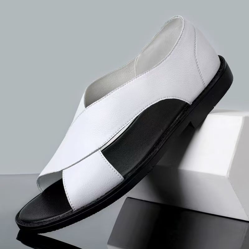 Cross-border Men's Leather Sandals Men's plus size 4748 Casual Men's Shoes Summer Outer Wear Roman Shoes Soft Sole Non-slip Beach Shoes