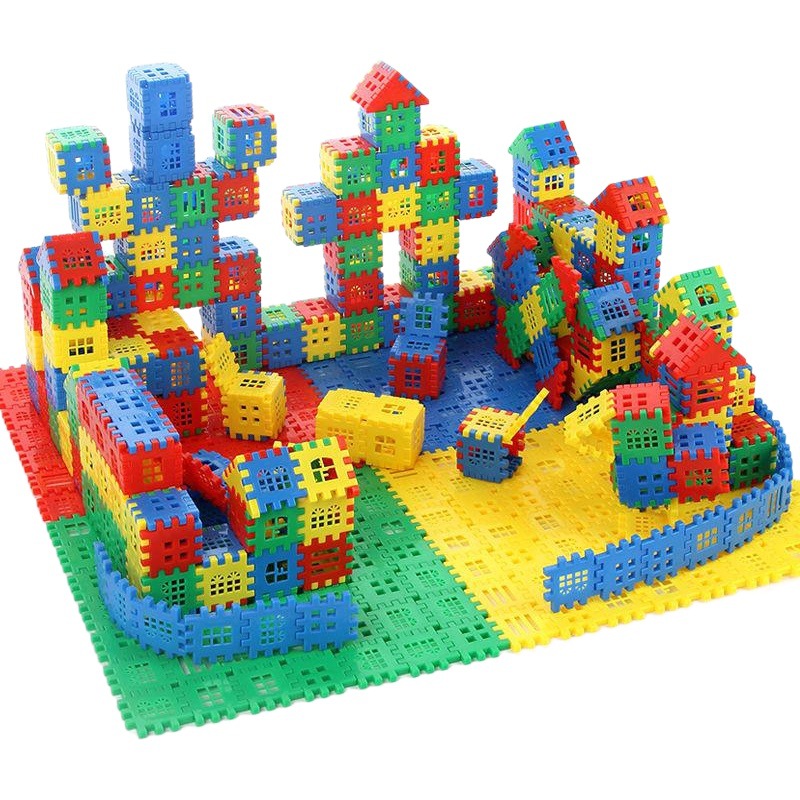 Bloques de construcción de bloques ensamblados en fábrica Casa de niños ensamblando bloques de construcción Niños niños y niñas educación temprana Iluminación casa bloques de construcción al por mayor