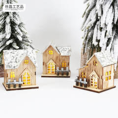 クリスマス置物クリスマス装飾発光小屋LED木製クリスマス小さな家クリスマスデスクトップ置物