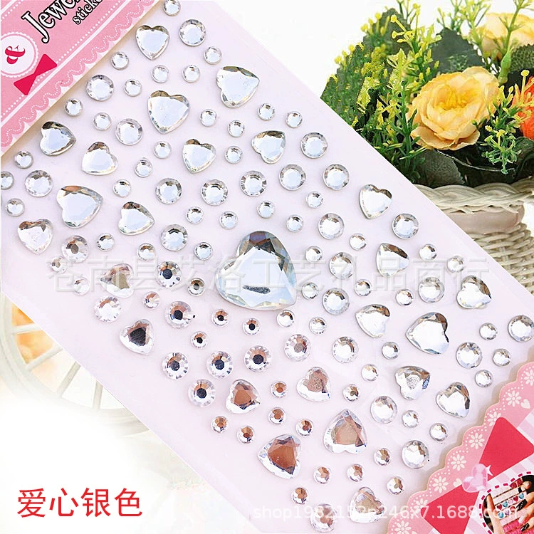 Crystal Patch Acrylic Gem Stickers, Plum Blossom & Heart Designs, 18 × 8.5 cm
