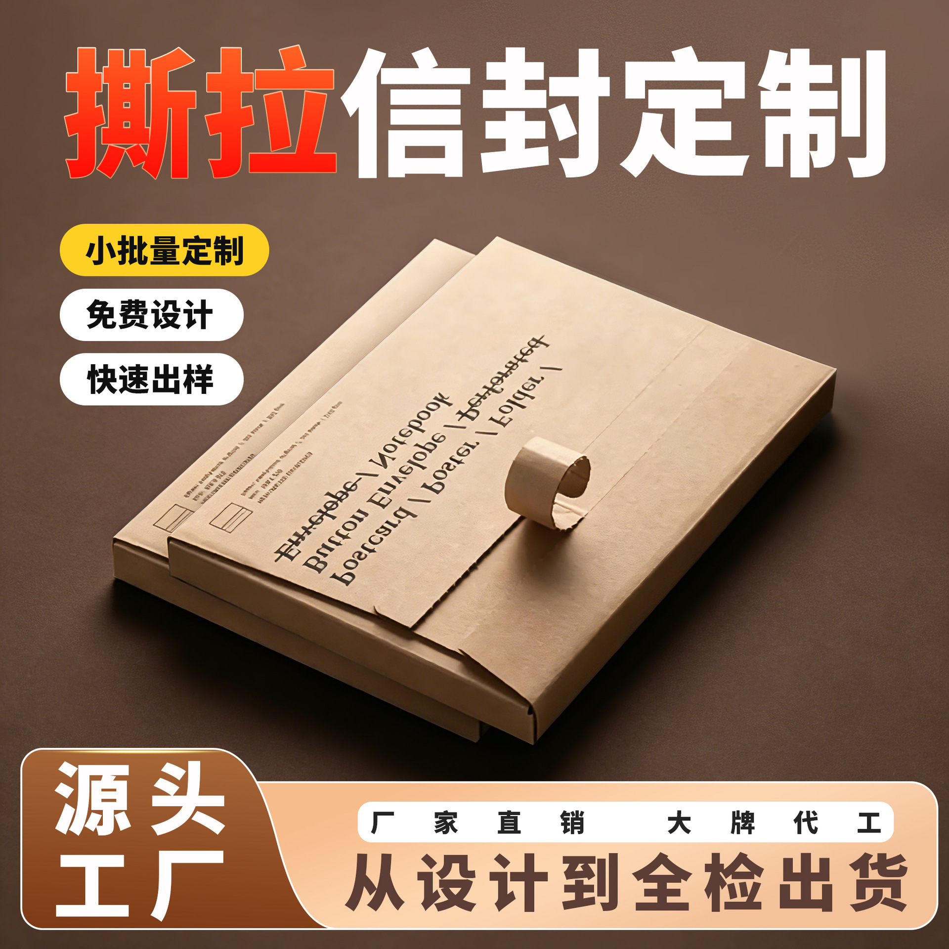 撕拉信封定制名片包装盒定制拉链盒会员卡飞机盒牛皮纸彩盒定制