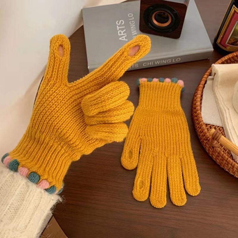 Guantes de moda de punto de lana mujeres invierno lindo ciclismo cálido rocío dos dedos hombres y mujeres parejas guantes de año nuevo estudiante