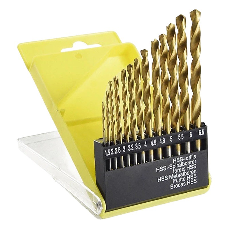 Juego de 13 piezas de Xinsentuo Taladro helique bañado en titanio Taladro manual Herramienta de perforación Juego de broca Taladro para carpintería de perforación chapado en titanio