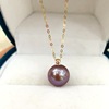 Purple pendant from pearl, necklace, 10m, 18 carat