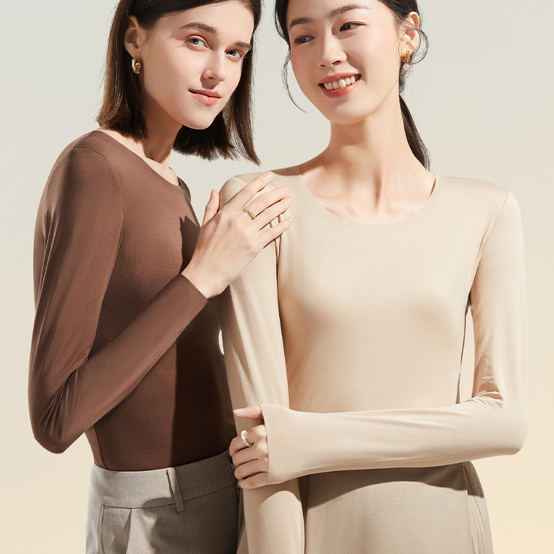 60 Silk Modal Women's Round Neck Top with Base Shirt Long Sleeve T-shirt Muscle Underwear Thin Autumn Clothes 60 Silk Modal Women's Round Neck Top with Base Shirt Long Sleeve T-shirt Muscle Underwear Thin Autumn Clothes
