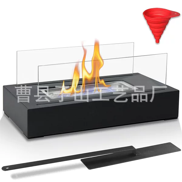 Cross-border Rectangular Alcohol Fireplace Home Decorative Atmosphere Light Bar Outdoor Portable Real Fire Fireplace Light Heater
