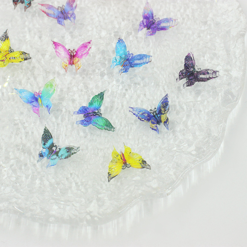 High-Definition Laser Butterfly Manicure Resin Accessories DIY Handmade Manicure Stickers Ornaments Printed Small Butterfly Glue Accessories