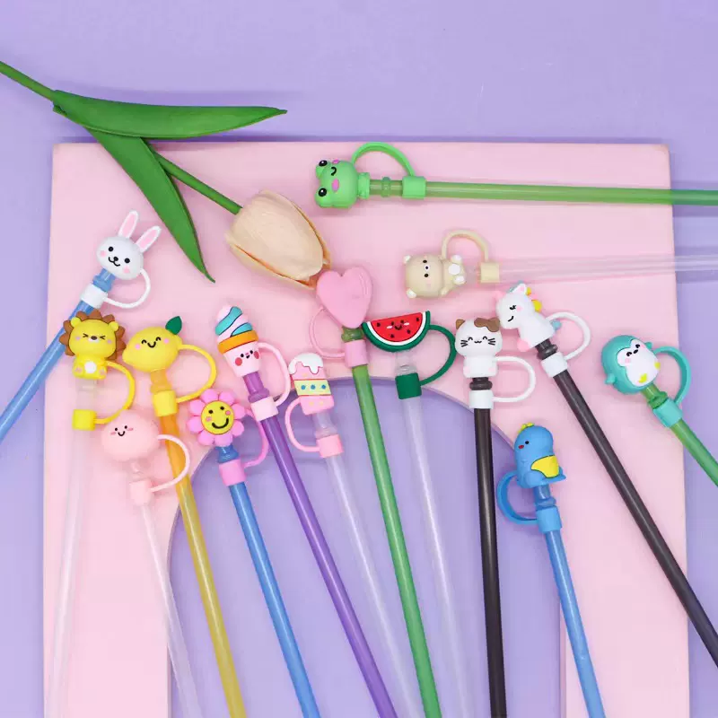 现货8-10mm创意立体公仔吸管帽硅胶吸管防尘套stanley杯吸管盖