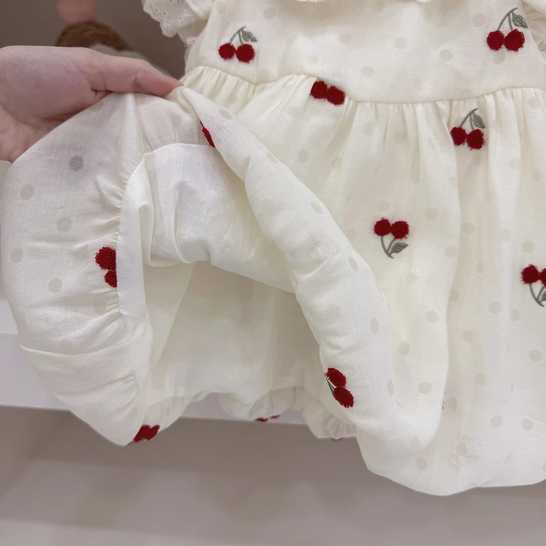 Limón salado siete niñas súper leche cereza vestido floral tesoro femenino estilo extranjero capullo vestido de princesa vestido de verano de bebé