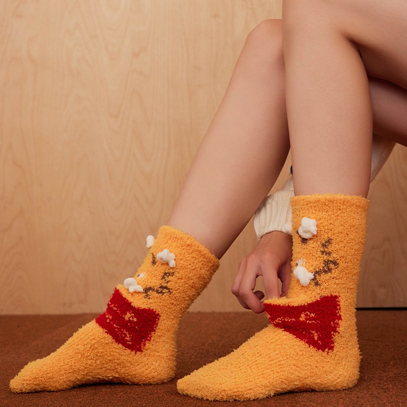Calcetines de Piso de Terciopelo de Coral para Mujer Térmicos y Absorbentes de Sudor para Invierno y Hogar