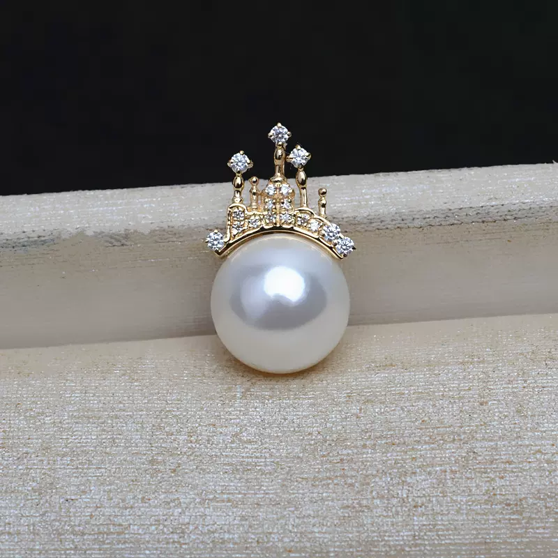 城堡项坠AU750吊坠G18K金4866扣头挂坠9-10珍珠diy配件空托