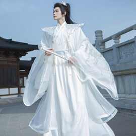 [龙凤环佩]汉服男女款云肩魏晋风飘逸酷飒黑白色交领日常