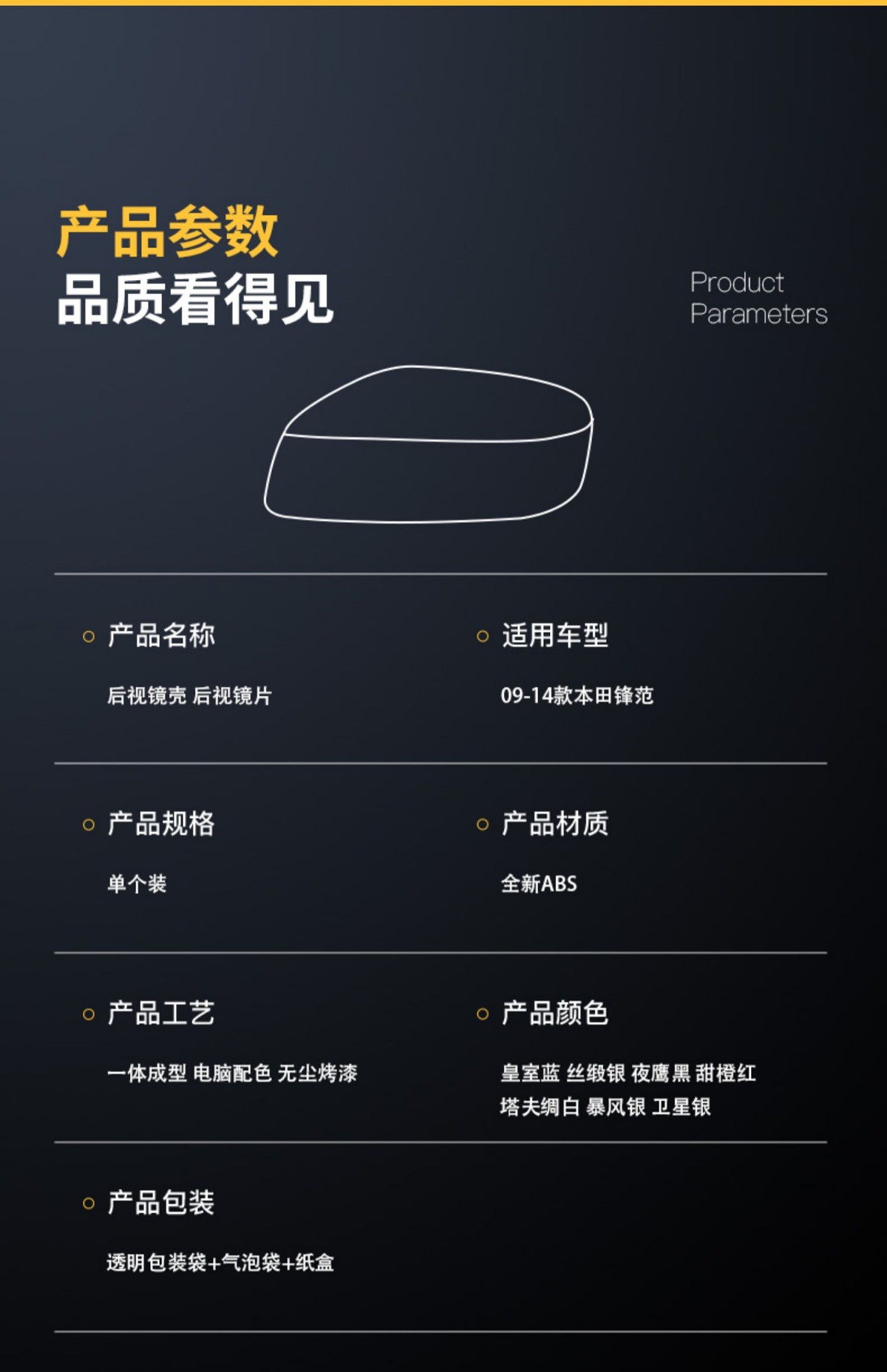 Suitable for 09 10 11 12 13 14 Honda Fengfan Rearview Mirror Housing Reversing Mirror Housing Reflective Lens