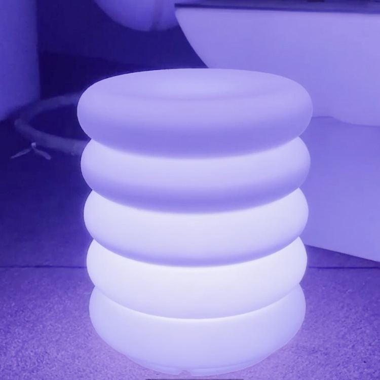 Hot sale LED luminoso taburete roscado donut atmósfera impermeable colorido taburete multifuncional taburete redondo club image 3