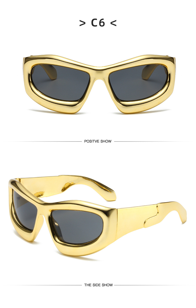 Y2K Exaggerated Solid Color Ac UV400 Protection Special-Shaped Mirror Full Frame Women's Sunglasses display picture 17