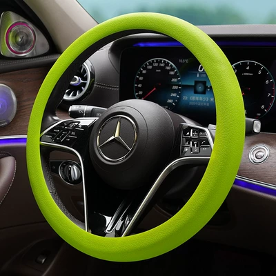 Round Handpiece Cover Wear-resistant for — Steering wheel cover - thickened-130g-pure-silicone-roundd-shaped-universal-green-36cm-42cm