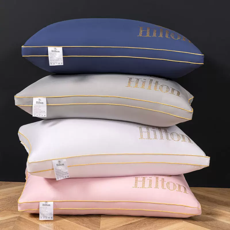 希尔顿酒店宾馆枕头枕头芯羽丝绒枕头烫钻立体纯色枕礼品