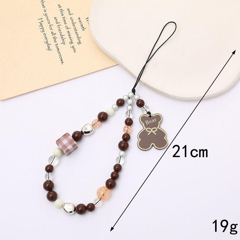 Venta caliente Internet celebridad con cuentas amor teléfono cadena anti-perdida gota resistente teléfono caso diy perla cadena corta teléfono cordón