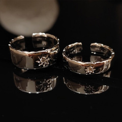 星芒鋯石情侶對戒小眾設計簡約高級感開口戒指復古可調節時尚配飾