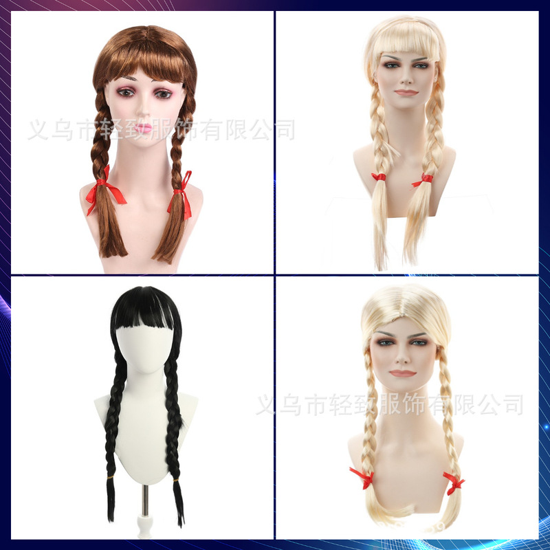 Halloween Annabel cosplay cosplay Wig Props Double Ponytail Bow Style Wig