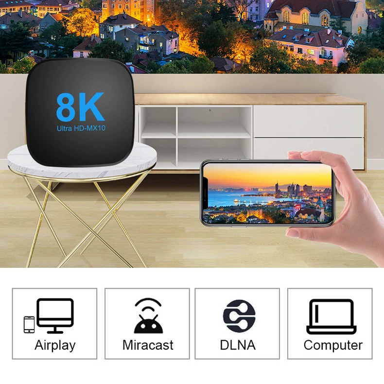 Приставка 8K, мультимедийный плеер с Wi‑Fi 3528, Bluetooth, 4K HD сетевой TV‑бокс