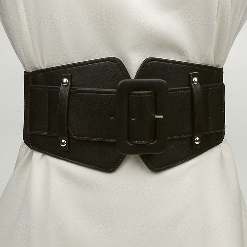Women's Covered Buckle Elastic Belt Girdle Versatile Dress Coat Elastic Girdle Ladies Decorative Slim Waist Elastic