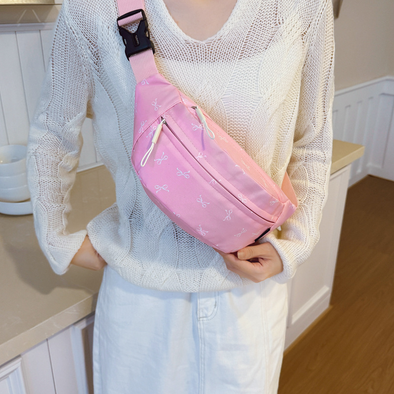 Pequeño fresco lindo bolso de pecho de arco impresión extranjera mochila de bebé 2025 comercio exterior transfronterizo bolso de cintura de niños