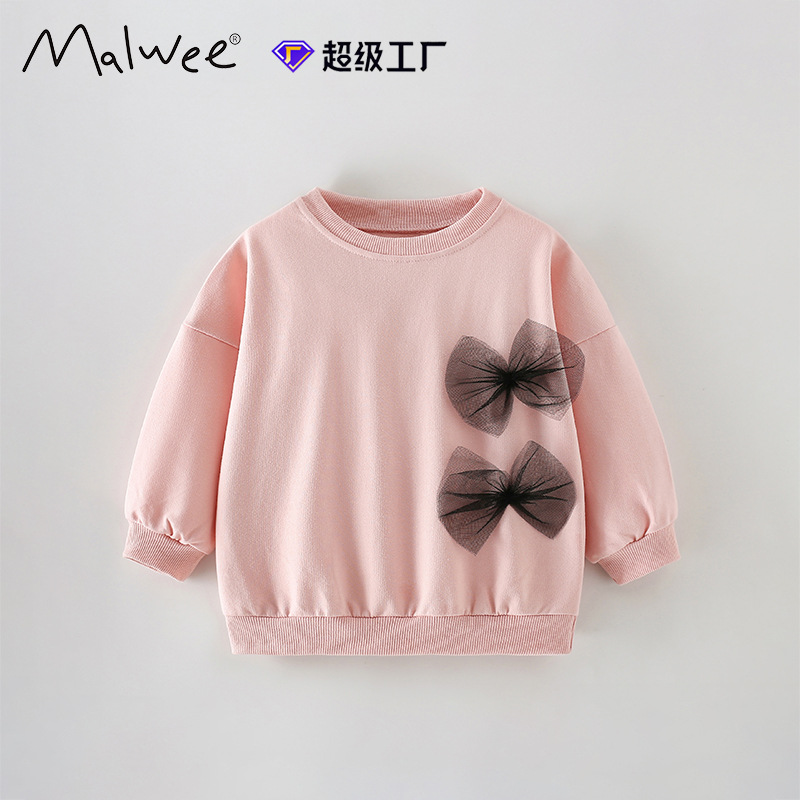 Transfronterizo malwee niñas otoño y invierno nuevo suéter Europa y América niños cuello redondo mangas largas ropa casual de arco