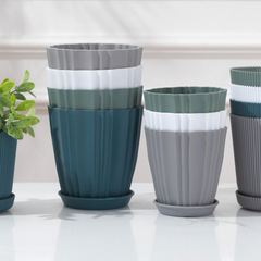 Plastic Potted Planters for Balcony Vegetable Garden, Green Plant Containers with Base, Home Decor, Simple Succulent Planters, Plant Storage