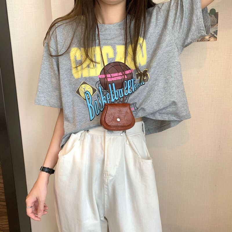 White Short-Sleeved T-Shirt for Women Summer 2025 New American Style Small Loose and Versatile Slim High-Waisted Short Style