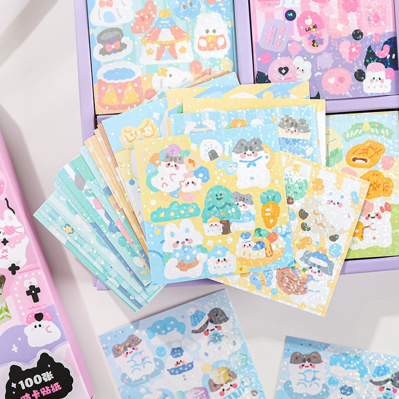 Sticker, rainbow cartoon gift box, scheduler