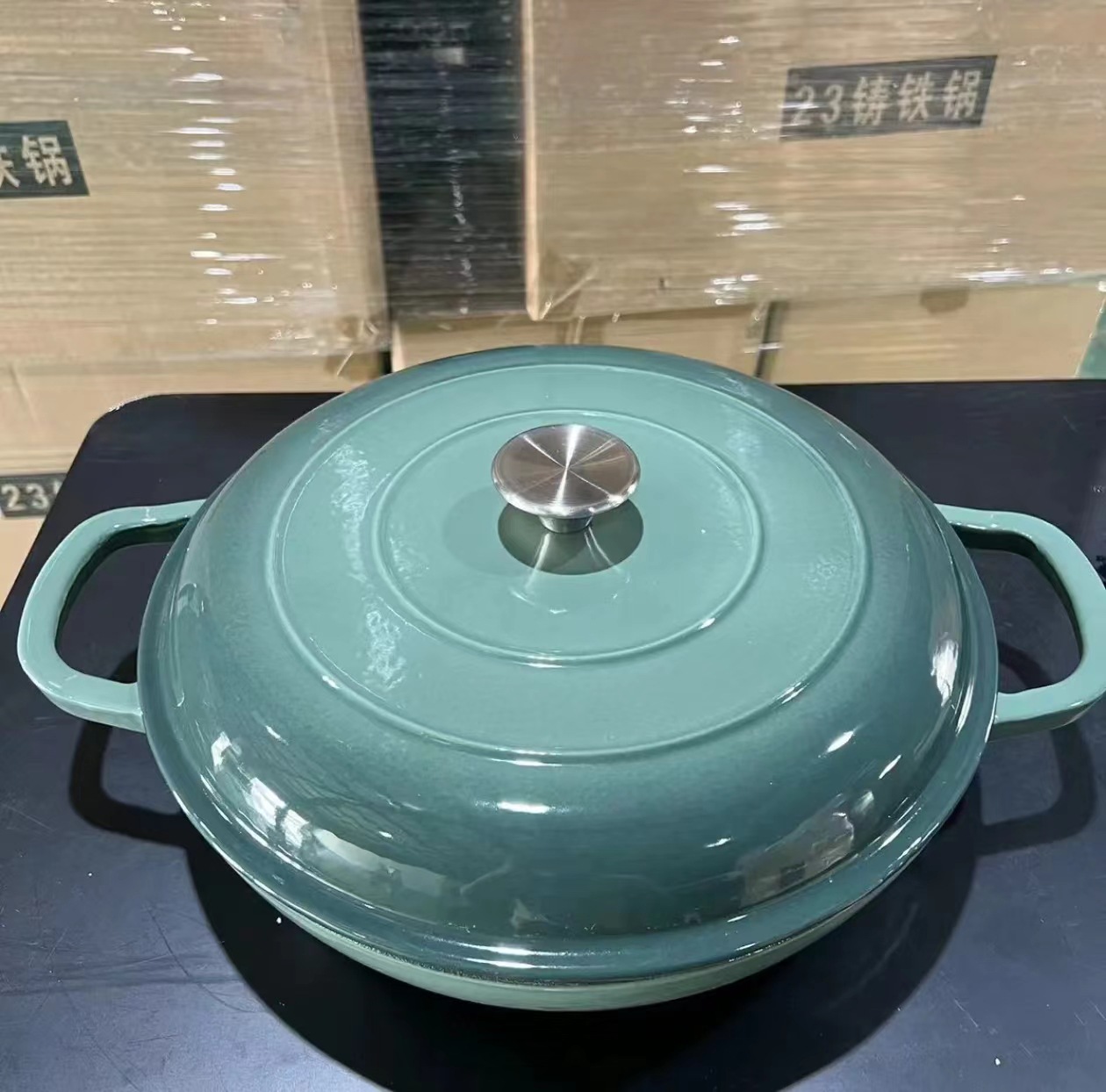 그린 그라데이션 내부 화이트 30x6.5cm 해물 냄비