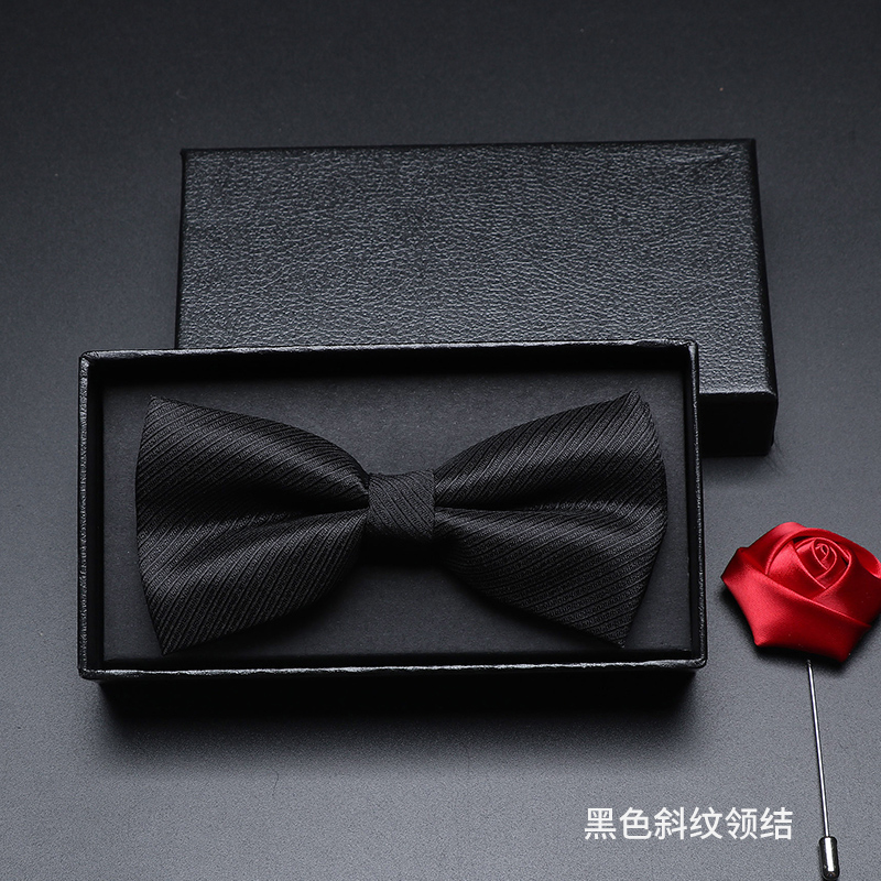블랙 트윌 나비넥타이 (선물박스 + 코사지)