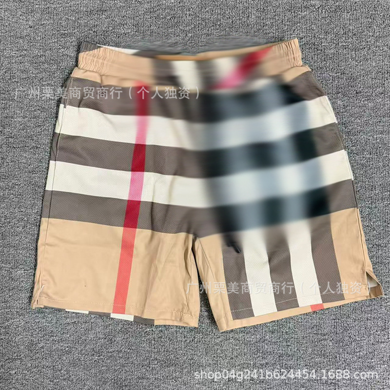Three Standards Cross-Border European Goods BUY High-Version Men's Classic Plaid Shorts, Summer Striped Quick-Drying Beach Pants
