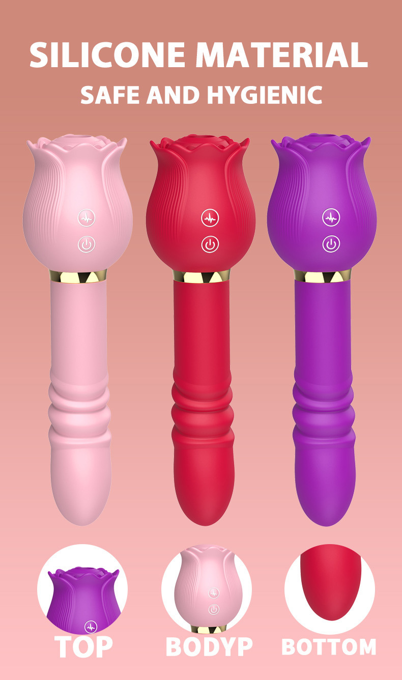 Afiya Rose Telescopic Tongue-Licker Vibrator with 12 Sucking Modes, Rose-Red Silicone-ABS Design — detail image 12